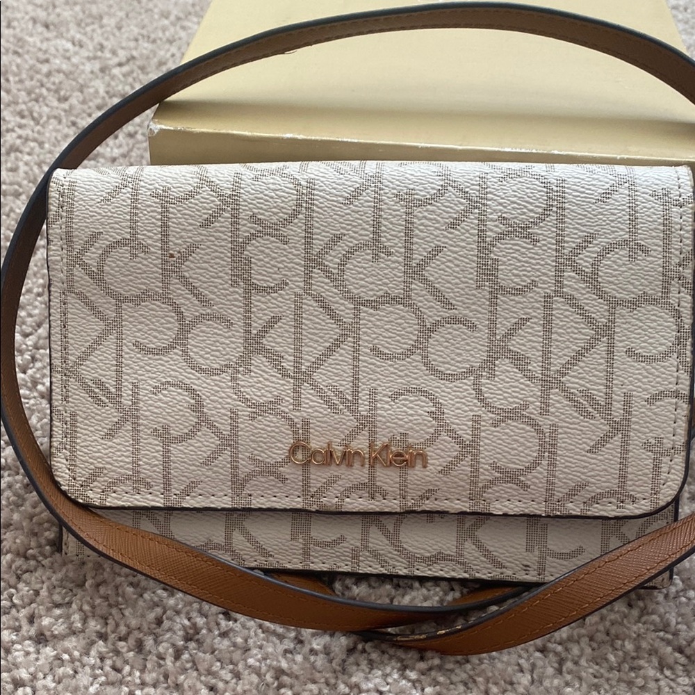 Calvin Klein Beige Logo Crossbody Bag